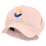 Number 0 Embroidered Cotton Elastic Newsboy Cap - Pink OSFM