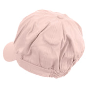 Number 0 Embroidered Cotton Elastic Newsboy Cap - Pink OSFM