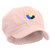 Number 0 Embroidered Cotton Elastic Newsboy Cap - Pink OSFM