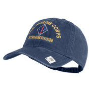 U.S. Marine Corps 1st Marine Division Embroidered Washed Solid Pigment Dyed Cotton Twill Brass Buckle Cap - Navy OSFM