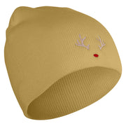 Rudolph Embroidered 8 inch Acrylic Short Blank Beanie - Khaki OSFM