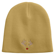 Rudolph Embroidered 8 inch Acrylic Short Blank Beanie - Khaki OSFM