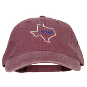 Texas with Map Outline Embroidered Washed Cotton Twill Cap