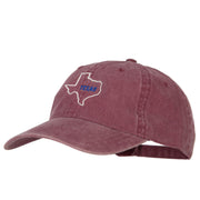 Texas with Map Outline Embroidered Washed Cotton Twill Cap