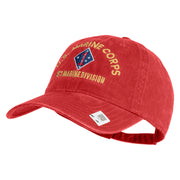 U.S. Marine Corps 1st Marine Division Embroidered Washed Solid Pigment Dyed Cotton Twill Brass Buckle Cap - Red OSFM