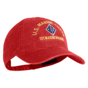 U.S. Marine Corps 1st Marine Division Embroidered Washed Solid Pigment Dyed Cotton Twill Brass Buckle Cap - Red OSFM