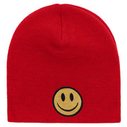 Smile Full Face Logo Embroidered Short Beanie