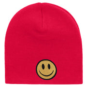 Smile Full Face Logo Embroidered Short Beanie