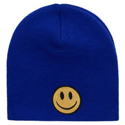 Smile Full Face Logo Embroidered Short Beanie