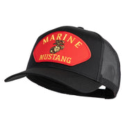 Marine Mustang Red Patched Solid Cotton Twill Mesh Prostyle Cap - Black OSFM