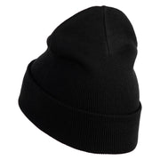 Green Awareness Iron on Embroidered Patched 12 Inch Long Knitted Beanie - Black OSFM