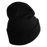 Green Awareness Iron on Embroidered Patched 12 Inch Long Knitted Beanie - Black OSFM