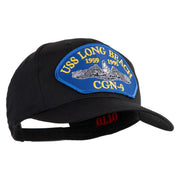 USS Long Beach 1959 1995 CGN - 9 Submarine Blue Patched Solid Cotton Twill Pro Style Cap - Black OSFM