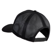 USA Flag EMT Silver Blue Red Patched Solid Cotton Twill 5 panel Mesh Back Cap - Black OSFM