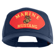 Marine Mustang Red Patched Solid Cotton Twill Mesh Prostyle Cap - Navy OSFM