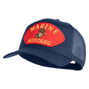 Marine Mustang Red Patched Solid Cotton Twill Mesh Prostyle Cap - Navy OSFM