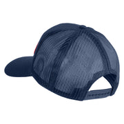 Marine Mustang Red Patched Solid Cotton Twill Mesh Prostyle Cap - Navy OSFM