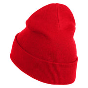 Green Awareness Iron on Embroidered Patched 12 Inch Long Knitted Beanie - Red OSFM