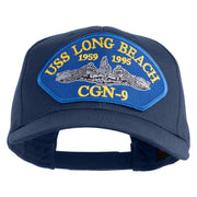 USS Long Beach 1959 1995 CGN - 9 Submarine Blue Patched Solid Cotton Twill Pro Style Cap - Navy OSFM