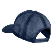 USA Flag EMT Silver Blue Red Patched Solid Cotton Twill 5 panel Mesh Back Cap - Navy OSFM
