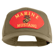 Marine Mustang Red Patched Solid Cotton Twill Mesh Prostyle Cap - Khaki OSFM