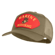 Marine Mustang Red Patched Solid Cotton Twill Mesh Prostyle Cap - Khaki OSFM