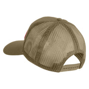 Marine Mustang Red Patched Solid Cotton Twill Mesh Prostyle Cap - Khaki OSFM