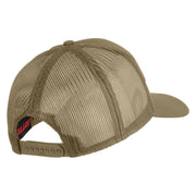 Marine Mustang Red Patched Solid Cotton Twill Mesh Prostyle Cap - Khaki OSFM