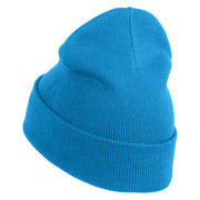 Green Awareness Iron on Embroidered Patched 12 Inch Long Knitted Beanie - Aqua OSFM