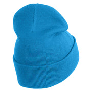 Green Awareness Iron on Embroidered Patched 12 Inch Long Knitted Beanie - Aqua OSFM