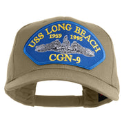 USS Long Beach 1959 1995 CGN - 9 Submarine Blue Patched Solid Cotton Twill Pro Style Cap - Khaki OSFM
