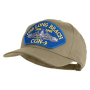 USS Long Beach 1959 1995 CGN - 9 Submarine Blue Patched Solid Cotton Twill Pro Style Cap - Khaki OSFM