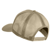 USA Flag EMT Silver Blue Red Patched Solid Cotton Twill 5 panel Mesh Back Cap - Khaki OSFM