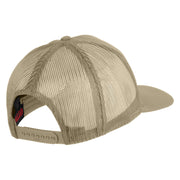 USA Flag EMT Silver Blue Red Patched Solid Cotton Twill 5 panel Mesh Back Cap - Khaki OSFM