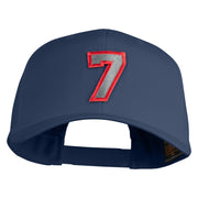 Number 7 Patched Retro Cotton Blend Snapback Cap - Navy OSFM