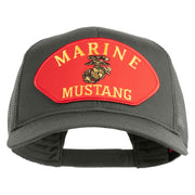 Marine Mustang Red Patched Solid Cotton Twill Mesh Prostyle Cap - Grey OSFM