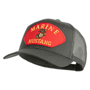 Marine Mustang Red Patched Solid Cotton Twill Mesh Prostyle Cap - Grey OSFM