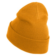 Green Awareness Iron on Embroidered Patched 12 Inch Long Knitted Beanie - Camel OSFM