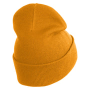 Green Awareness Iron on Embroidered Patched 12 Inch Long Knitted Beanie - Camel OSFM