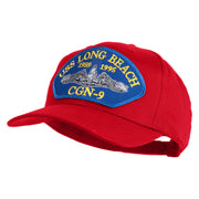USS Long Beach 1959 1995 CGN - 9 Submarine Blue Patched Solid Cotton Twill Pro Style Cap - Red OSFM