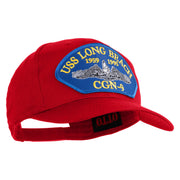 USS Long Beach 1959 1995 CGN - 9 Submarine Blue Patched Solid Cotton Twill Pro Style Cap - Red OSFM