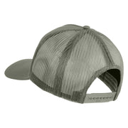 USA Flag EMT Silver Blue Red Patched Solid Cotton Twill 5 panel Mesh Back Cap - Grey OSFM