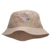 Lilac Flower Embroidered Bucket Hat - Khaki OSFM