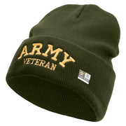 Army Veteran Letters Embroidered 12 Inch Long Knitted Beanie