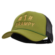 No.1 Grandpa Embroidered Summer Foam Mesh Trucker Cap - Cactus-Black OSFM