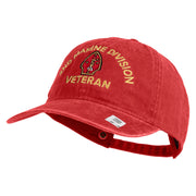2nd Marine Division Veteran Embroidered Washed Solid Pigment Dyed Cotton Twill Brass Buckle Cap - Red OSFM