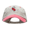 Crescent Moon With Flowers Embroidered Pigment Dyed Wash Cap - Beige-Red OSFM