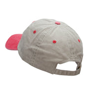 Crescent Moon With Flowers Embroidered Pigment Dyed Wash Cap - Beige-Red OSFM