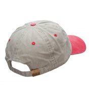 Crescent Moon With Flowers Embroidered Pigment Dyed Wash Cap - Beige-Red OSFM