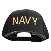 Licensed US Navy Embroidered Flexfit Mesh Trucker Cap - Black OSFM